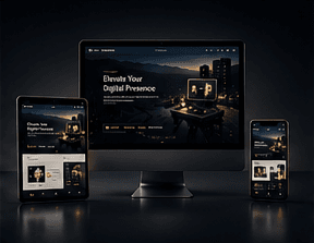 A custom Integrity Web Creations site shown across desktop, tablet, and phone