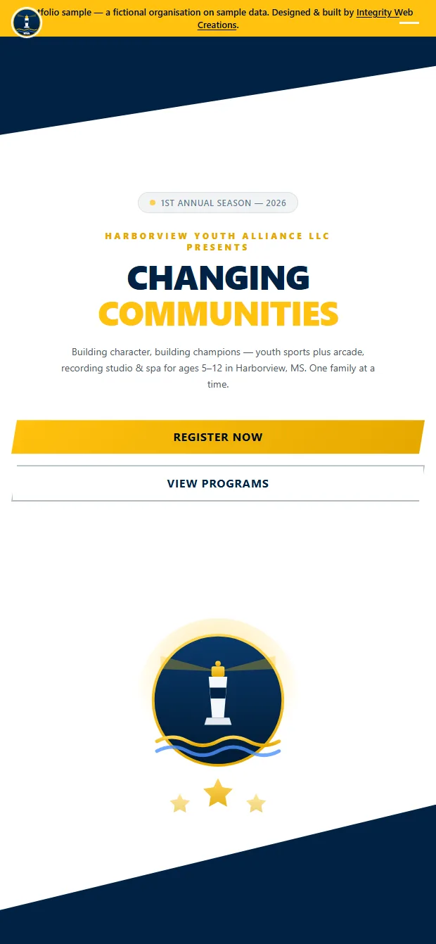 Harborview Youth Alliance website in gallery frame
