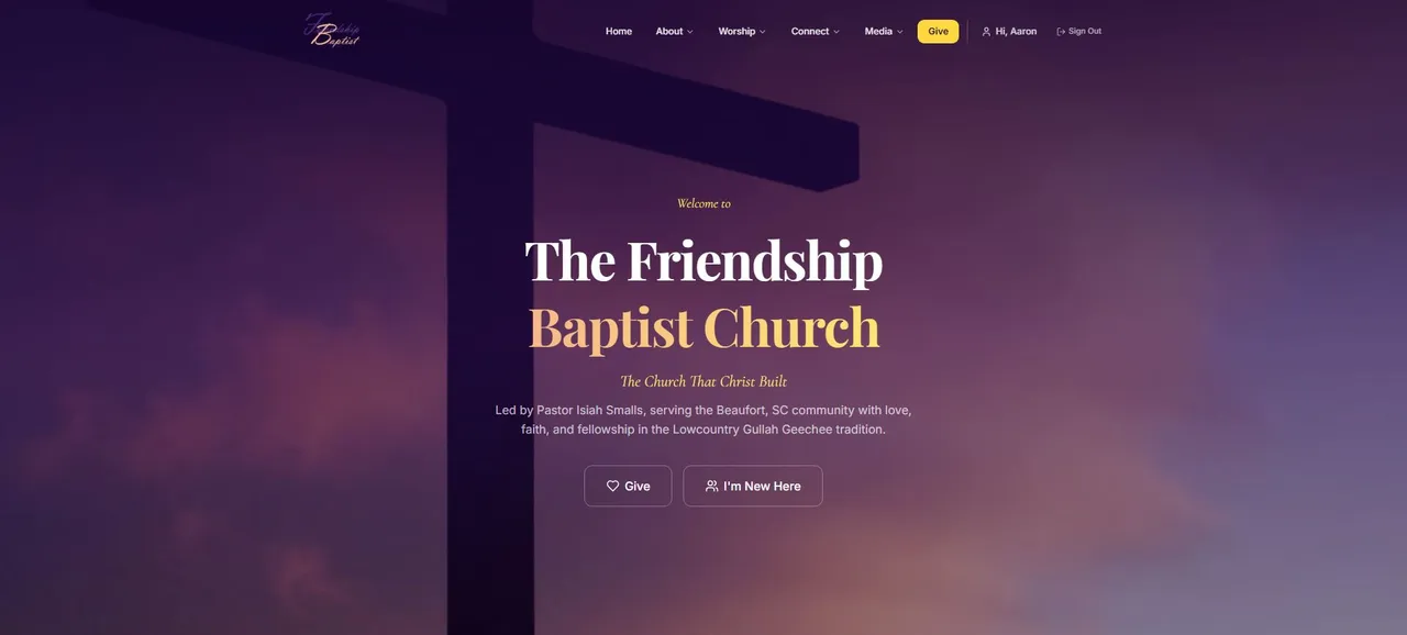 The Friendship Baptist Church website screenshot