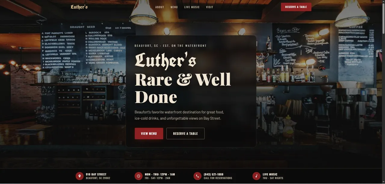 Luther's website screenshot